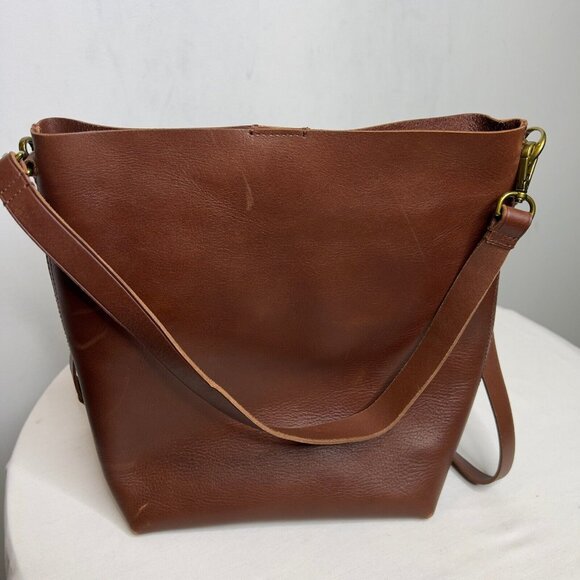 Madewell Brown Leather Bucket Bag - Picture 2 of 15